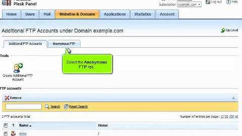 PLESK (23) - How to setup Anonymous FTP access in PLESK
