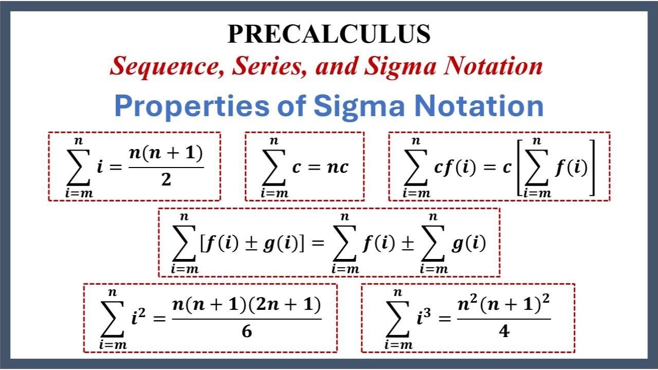 Sigma Notation: Properties of Sigma Notation #precalculus #sequence # ...