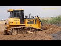 Dozer operator work - bulldozer pushing dirt - shantui bulldozer in action