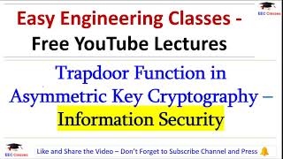 Trapdoor Function in Asymmetric Key Cryptography - | Information Security Lectures Hindi