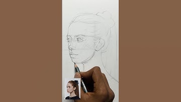 How I draw a face in 3/4 view #drawing #portrait #loomismethod