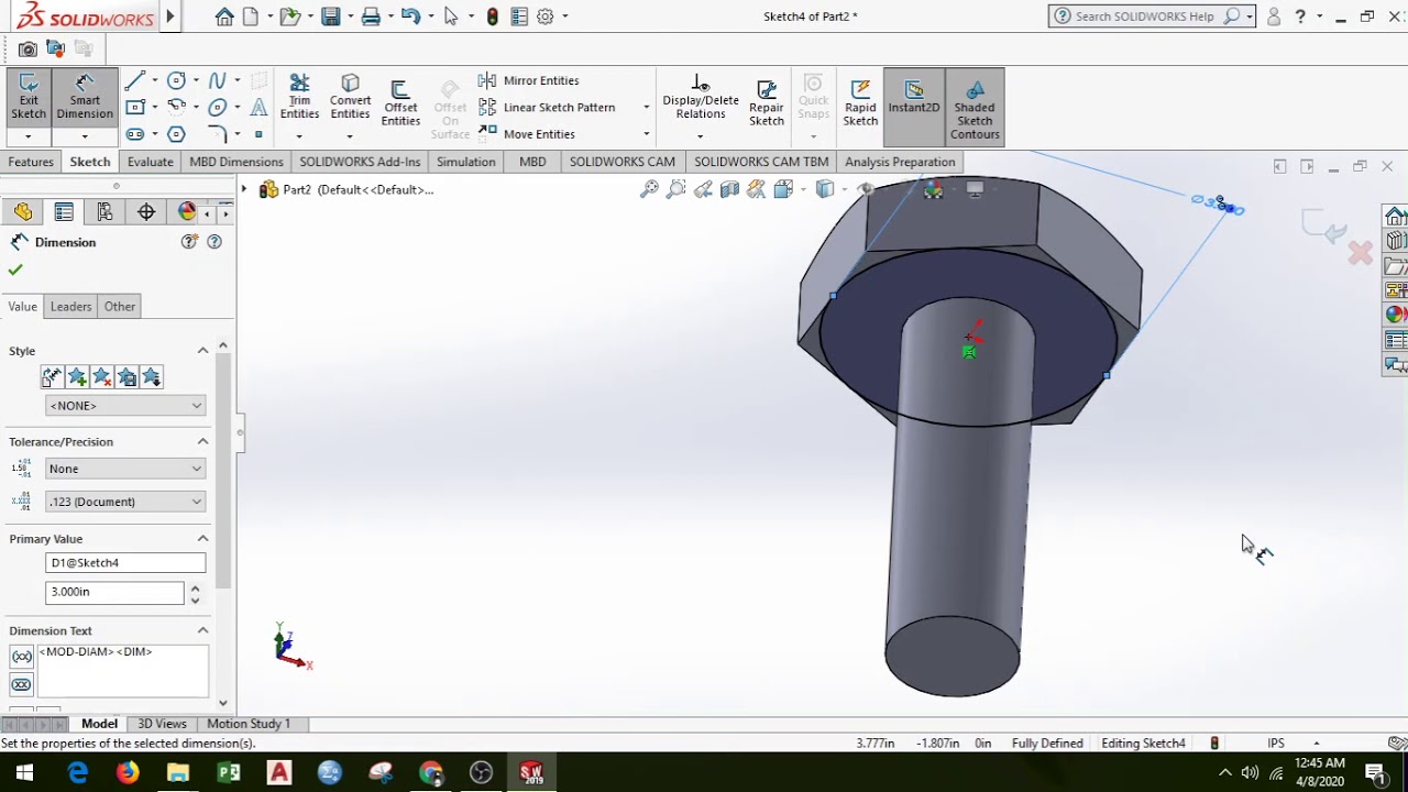 Creating a Bolt in SolidWorks - YouTube