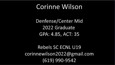 Corinne Wilson (2022): Soccer Highlights