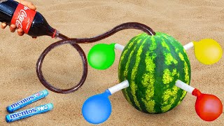 Coca Cola And Mentos Vs Watermelon With Balloons | Best Experiments And Tests