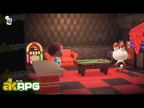 ACNH Retro Red Game Room Decor | Best Animal Crossing New Horizons Design Ideas