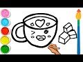 Simple & Beautiful Valentine's Day Cute Tea Cup Drawing, Painting & Coloring for Kids & Toddler #89