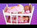 A bunk bed for Baby Alive doll &amp; baby Annabell doll. Baby dolls &amp; toys in the bedroom.