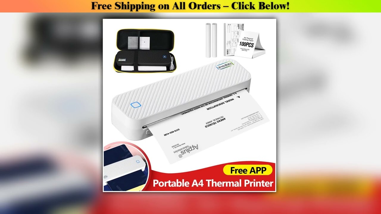 Portable A4 Thermal Printer Bluetooth Photos PDF Document Printing Machine Folded Rolls Paper For O