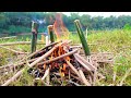 Sauteed water spinach with garlic, baked potatoes - Julia Daily Life | Little Village Girl #118