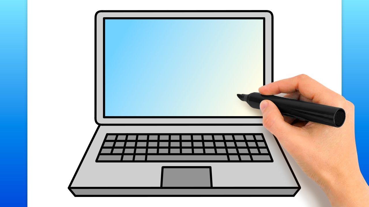 Laptop Drawing Tutorial - How to draw Laptop step by step