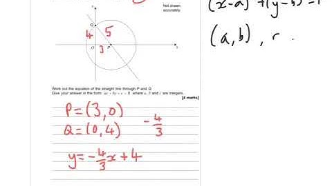 AQA Further Maths GCSE 2015 Paper 2 Q13 - Equations of Circles and Lines