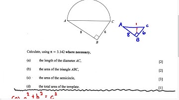 BGCSE Math Paper 2 - Area of Semi-circle and Right Angled Triangle