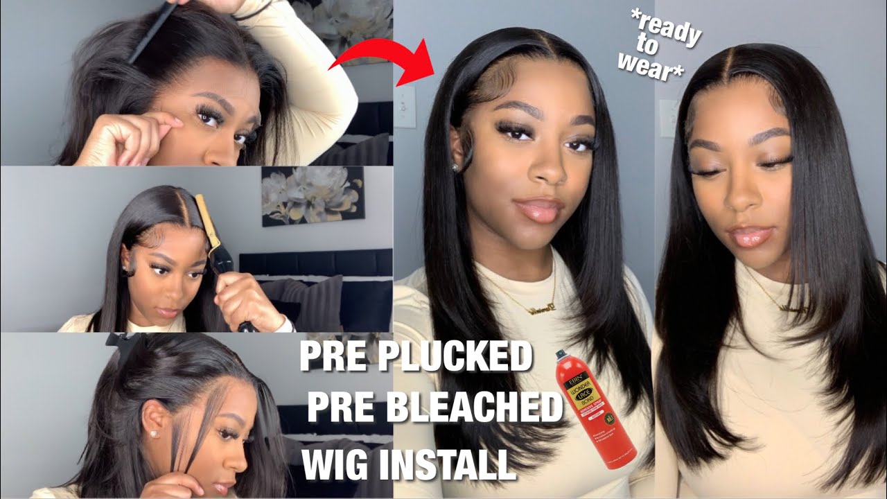 PRE PLUCKED + PRE BLEACHED KNOTS WIG INSTALL USING EBIN WONDER LACE SPRAY, READY TO WEAR