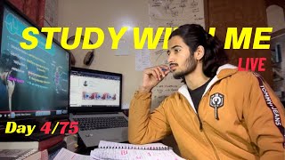 Study with Me Live 12 hrs | Rain sound Pomodoro | Day 4 of 75