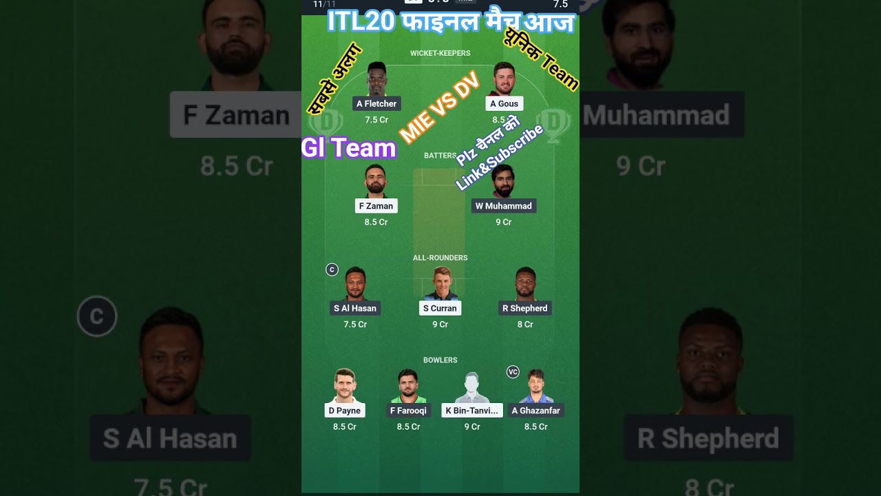 MIE VS DV Dream 11 Prediction l ITL20 DV VS MIE