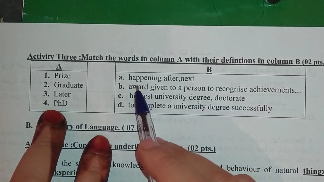 اختبار الفصل الثاني في الانجليزية / الثالثة متوسط 2021