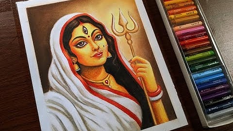 Maa Durga Painting Drawing Easy || Oil Pastel Painting.