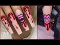 XL Square Acrylic Nails Tutorial | Easy Bloody Dip Halloween Nail Art Tutorial