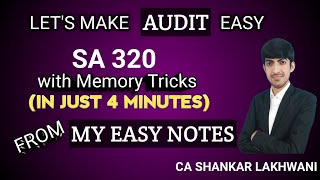 SA 320 Quick Revision with Memory I Audit Materiality I CA Final & Inter Audit I CA SHANKAR LAKHWANI