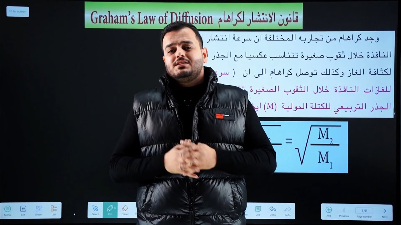 قانون الانتشار لكراهام  كيمياء الرابع علمي الفصل الثاني  محاضرة  9 منهج 2025