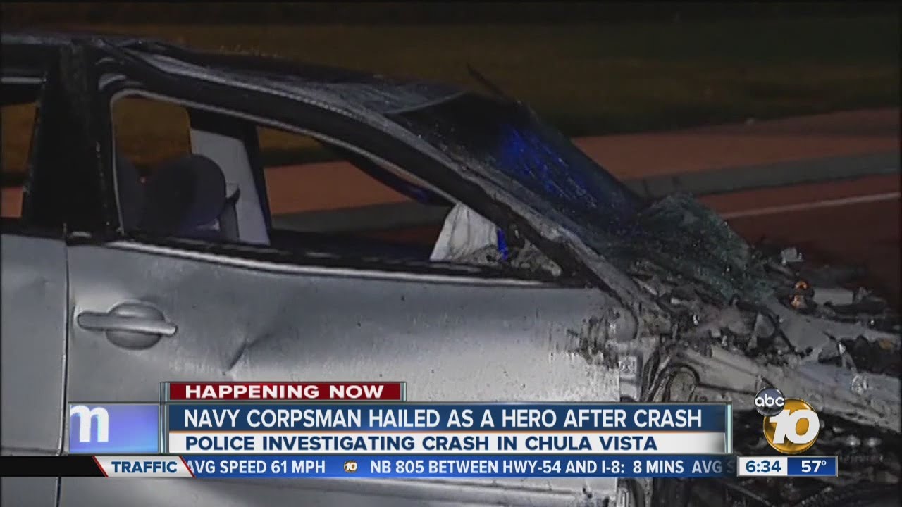 Navy corpsman helps save driver in Chula Vista crash - YouTube