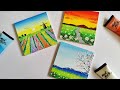 3 Spring Landscape paintings for beginners || 3 mini canvas paintings part 14 || aesthetic paintings