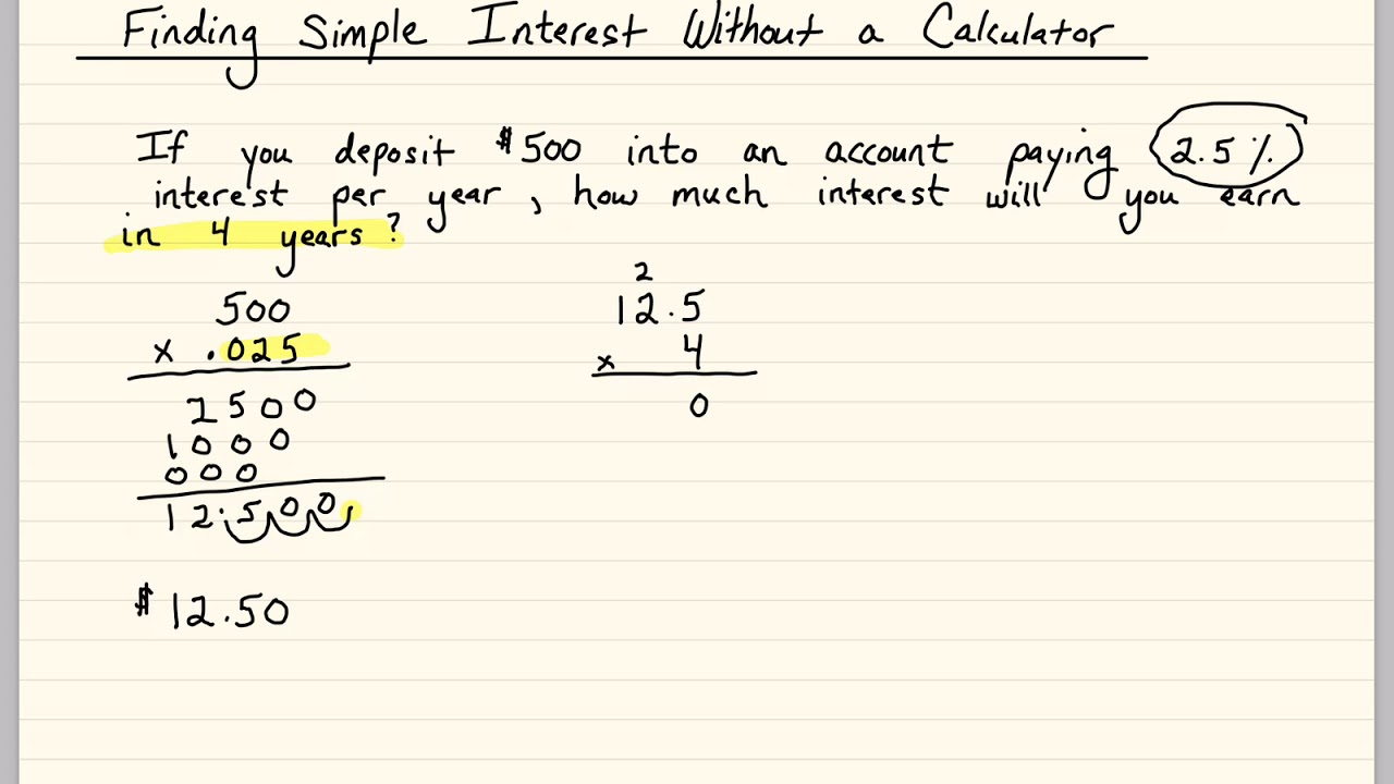 Finding Simple Interest Without a Calculator