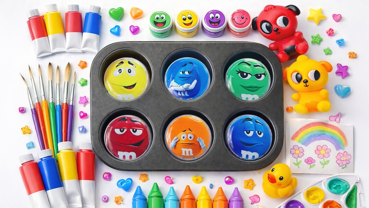 14 Minutes Relaxing No Talking ASMR With M&M's Box | Color Mixing with 3D Animals 🧸