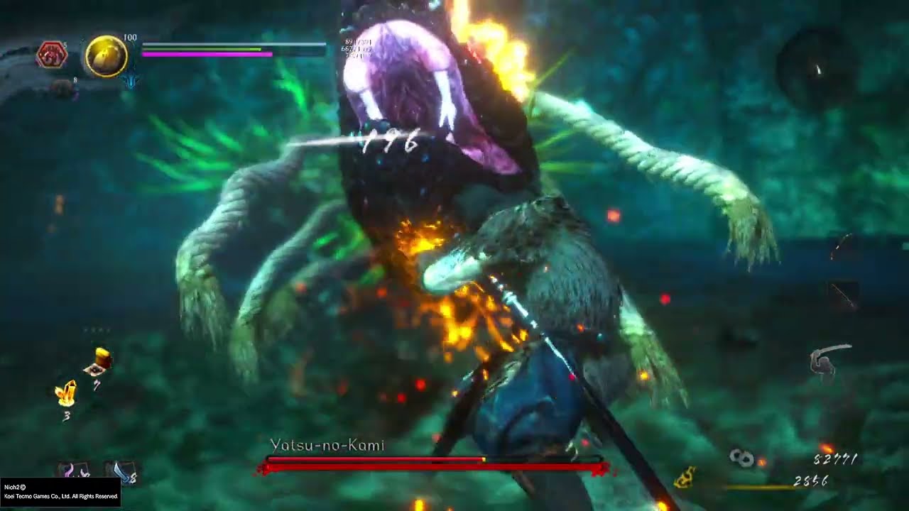 Nioh 2 - Yatsu no kami - no damage (Lvl 1 Crusher)