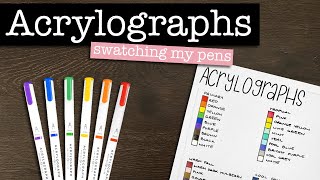ARCHER & OLIVE ACYLOGRAPHS 💜 Swatching my Acrylograph pen collection