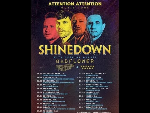 Shinedown North American tour summer of 2019 w/ Badflower, Dinosaur Pile-Up + Broken Hands.