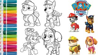 Coloring Paw Patrol Characters! Chase, Marshall, Skye, Rubble!