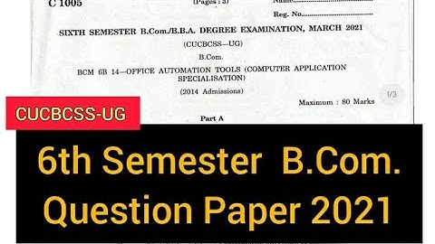 OFFICE AUTOMATION TOOLS       |      6th Sem   B.Com.   Question Paper 2021  #calicut #university