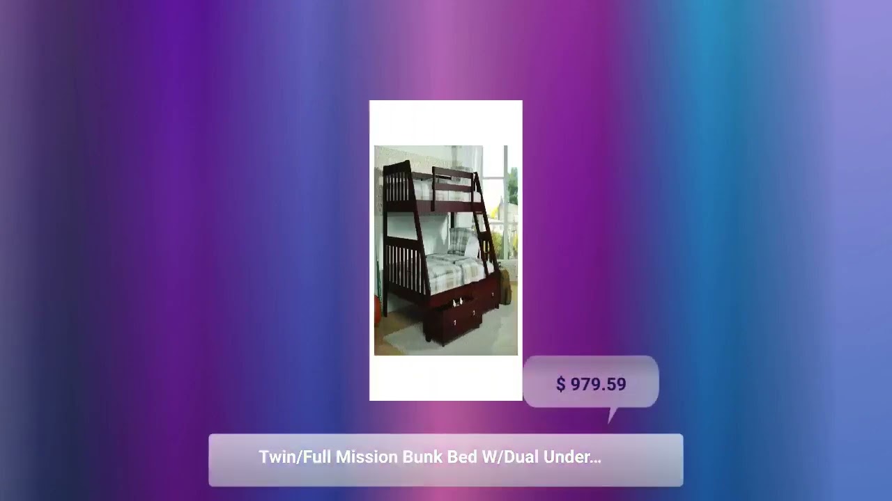 Twin/Full Mission Bunk Bed W/Dual Under Bed Drawers by Donco Trading