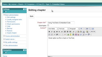 Embedding Youtube video - WeLCom Moodle 2.3