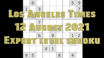 Sudoku solution – Los Angeles Times sudoku 12 August 2021 Expert level