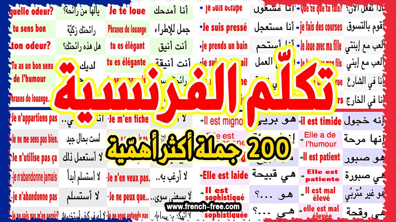 200 جملة أكثر أهمية للتحدث بالفرنسية للمبتدئين بشكل رائع Speak French تكلم الفرنسية بسرعة