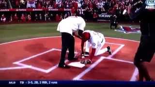 Famous vladimir guerrero first pitch don Baylor knee gives out Profile
