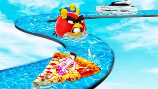 SLENDERMAN LƯỚT BÁNH PIZZA CÙNG ANGRY BIRD BẰNG CẦU TRƯỢT Ở TRÊN TRỜI CAO 1000 MÉT