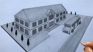 How to Draw a School in 2-Point Perspective