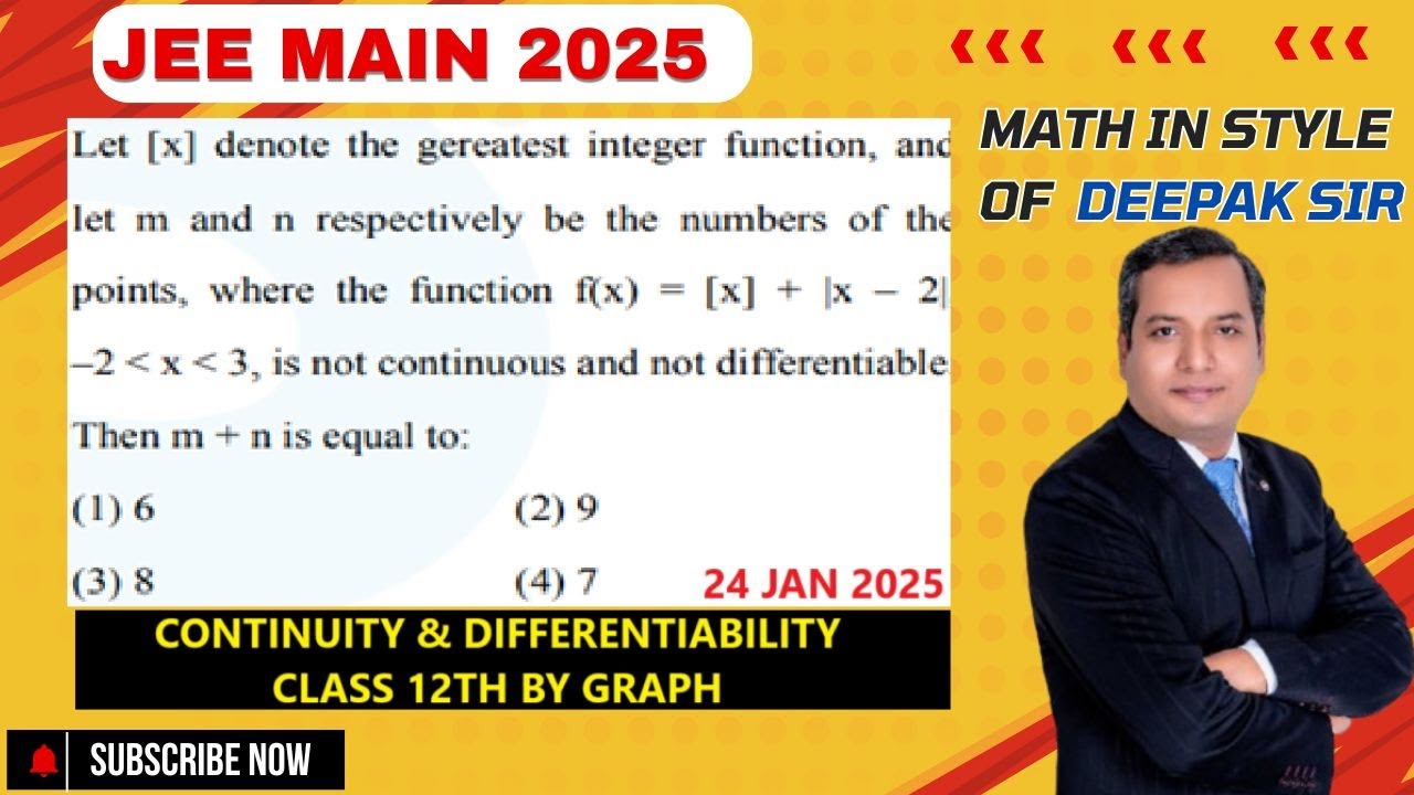 JEE MAIN PYQ 2025(24 JAN- Shift 2 )|| CONTINUITY DIFFERENTIABILITY PYQ ...
