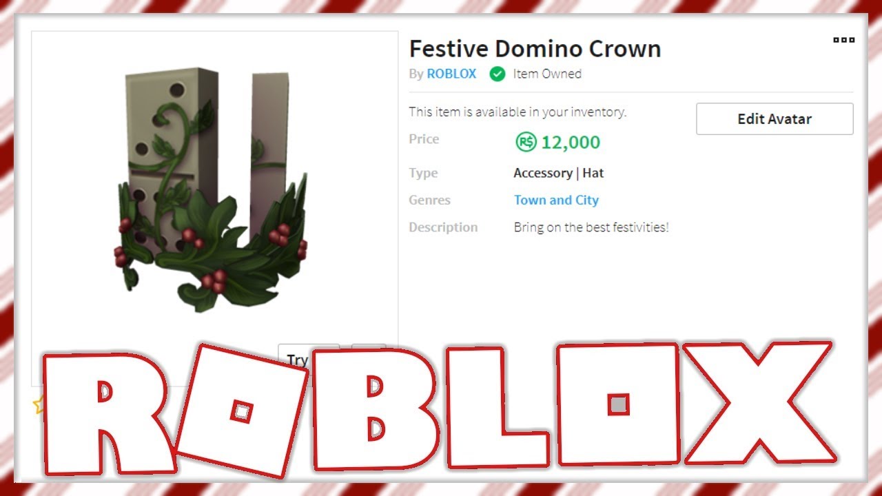 Buying The Festive Domino Crown In Roblox 12 000 Robux Youtube - buying a domino crown on roblox youtube