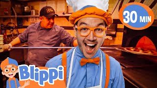 Blippi's Pizza Party 🍕 | Blippi 🔍 | 🔤 Educational Subtitled Videos 🔤 | Learning Videos For Kids