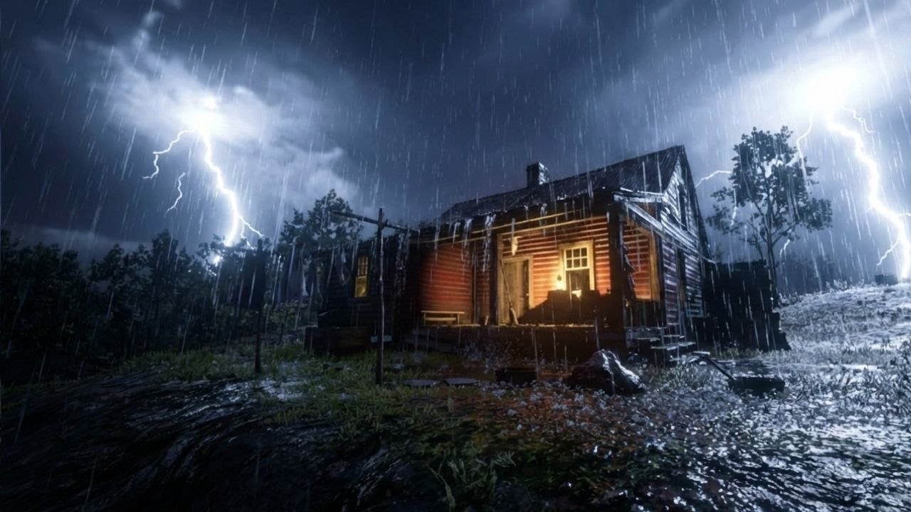 ASMR Midnight Rainstorm in a Cozy Bedroom ⛈️ ASMR Heavy Rain Sounds for Sleeping & Relaxation