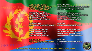 Eritrea National Anthem with music, vocal and lyrics Tigrinya w/English Translation