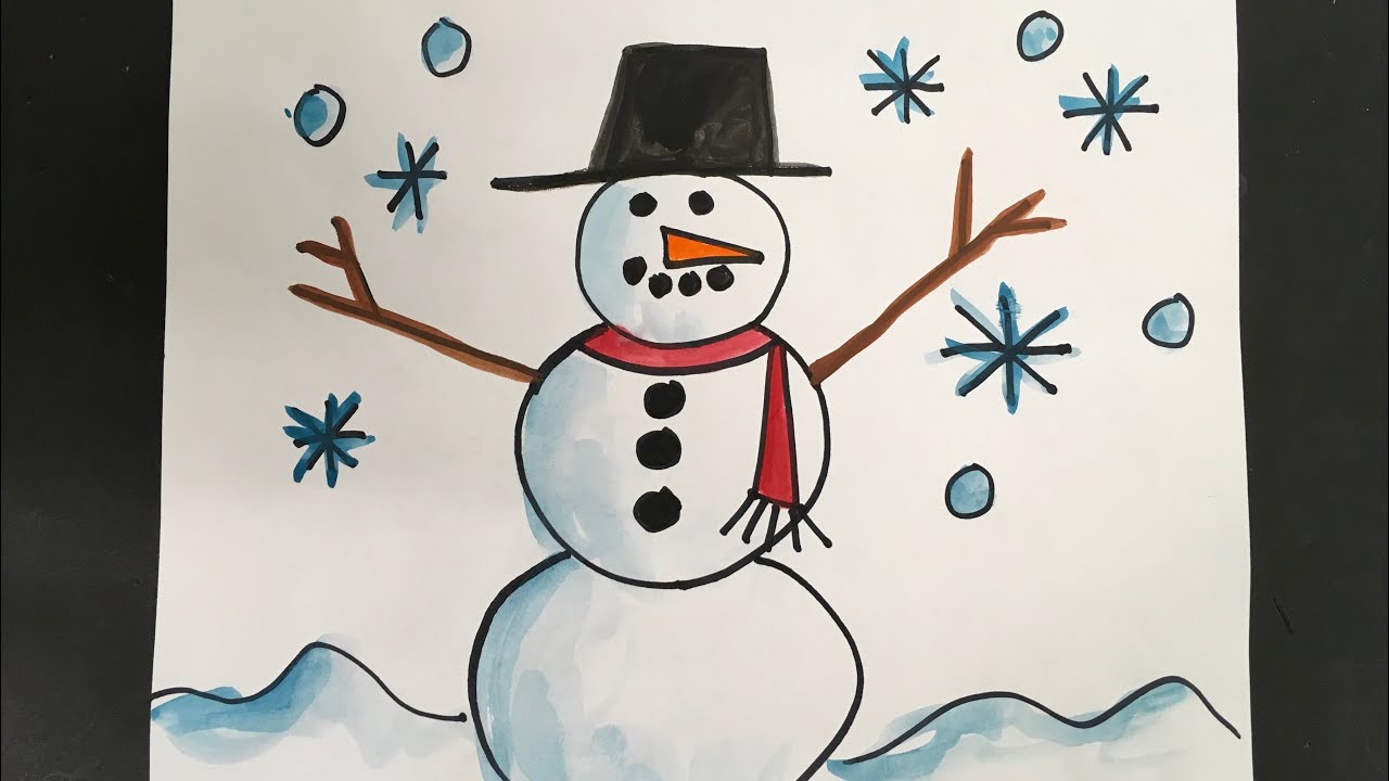 Cartoon Snowman Drawing - How To Draw A Cartoon Snowman Step By Step