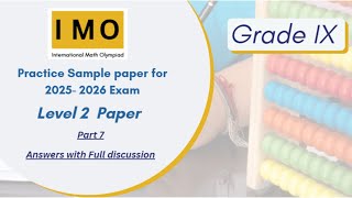 International Math Olympiad (IMO) Level 2- SOF previous year paper for Class 9 - part 7 (final part)