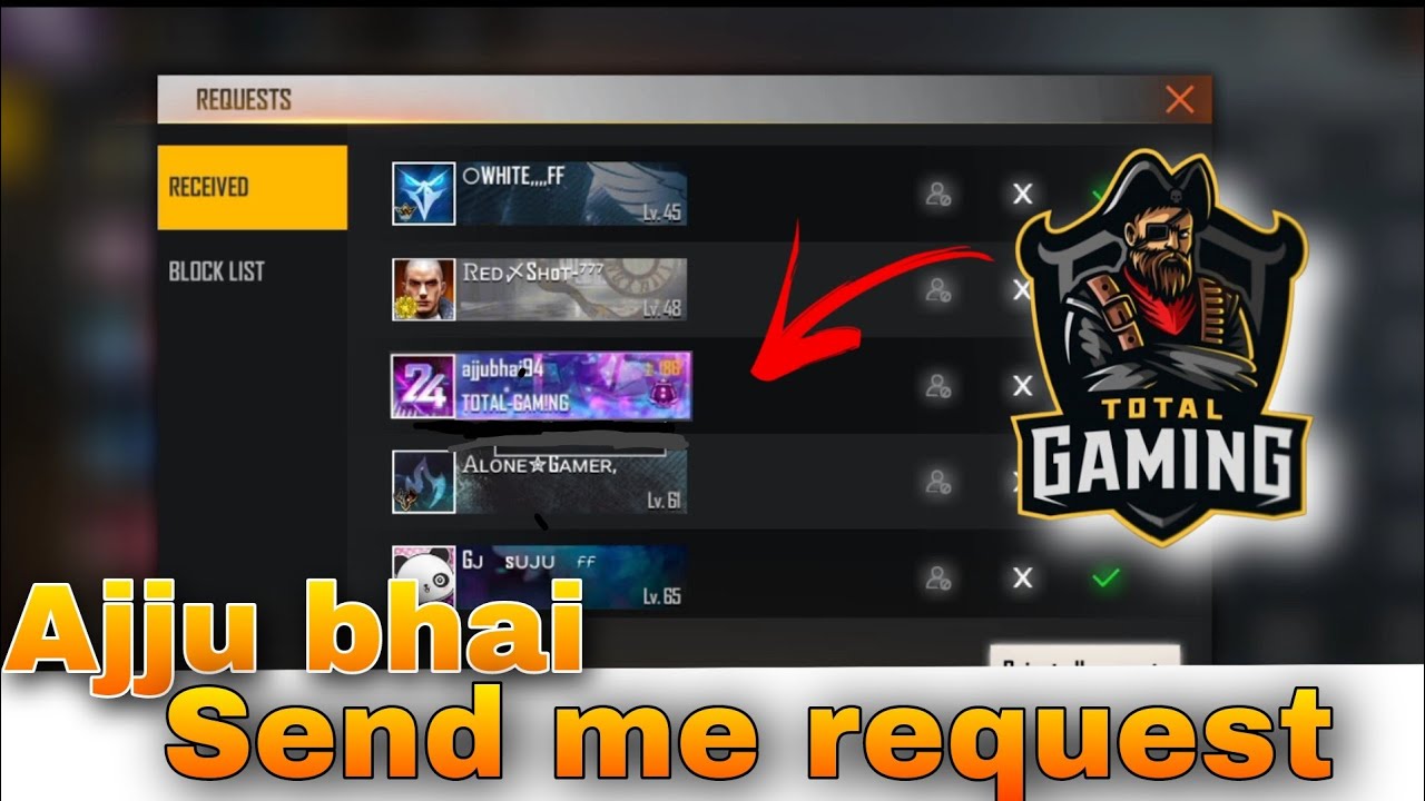 @total gaming send me friend request/ajjubhai/free fire