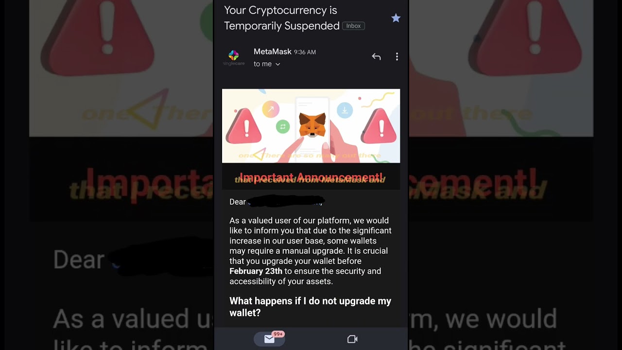 Crypto wallet scam MetaMask email 