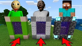 MCPE: DO NOT CHOOSE THE WRONG PORTAL (Granny, Baldi & Herobrine)